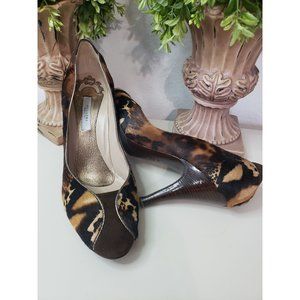 Pollini Genuine Fur w/ Leopard print and Brown Suede - Vintage 39/8.5